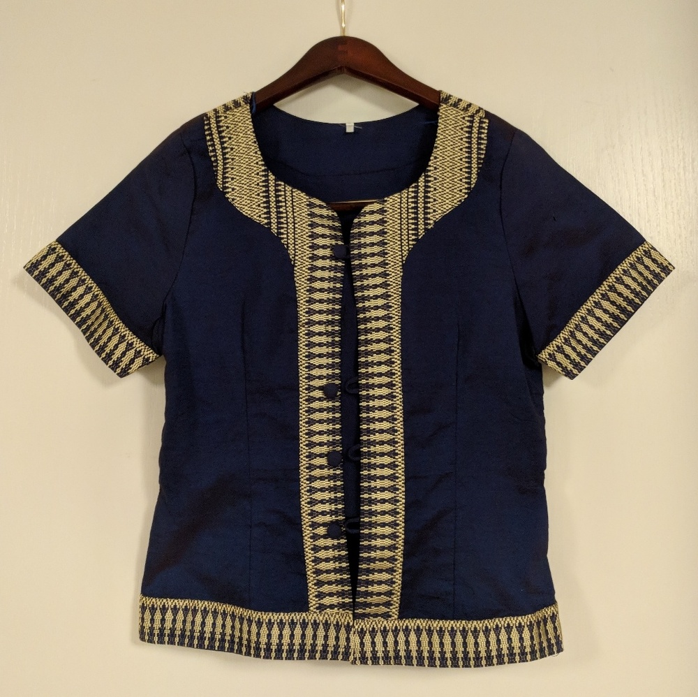 Cute Cambodian Light Jacket - navy and gold trim